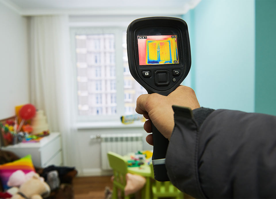 thermal imaging infrared camera in use during a commercial inspection